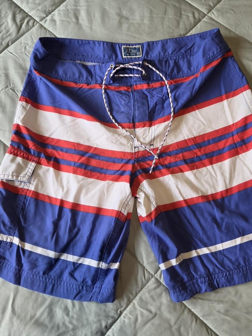 J.Crew Red White & Blue Striped Board Shorts | Men's Size 30